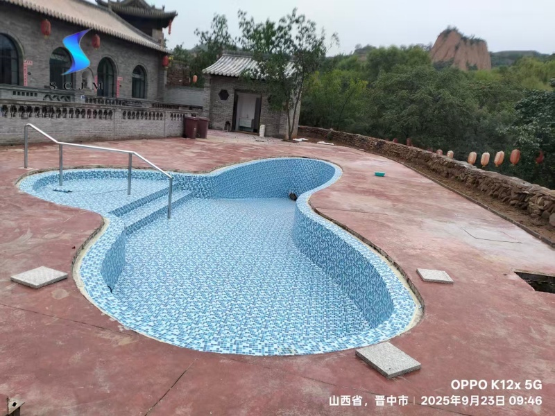 山西晉中民宿小型池膠膜施工完成